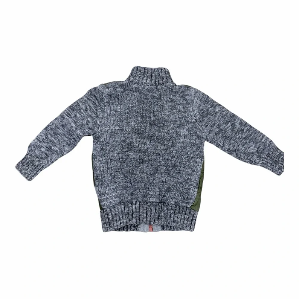 Cat & Jack Kids 3T Full Zip Quilted Knit Hybrid Jacket Olive Green Grey Sherpa‎